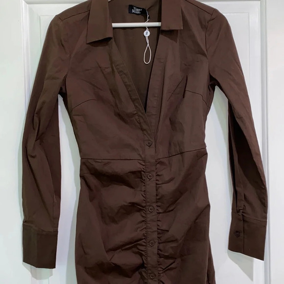 Tiger Mist. Brown shirt dress size xsmall new with tags - Picture 2 of 12